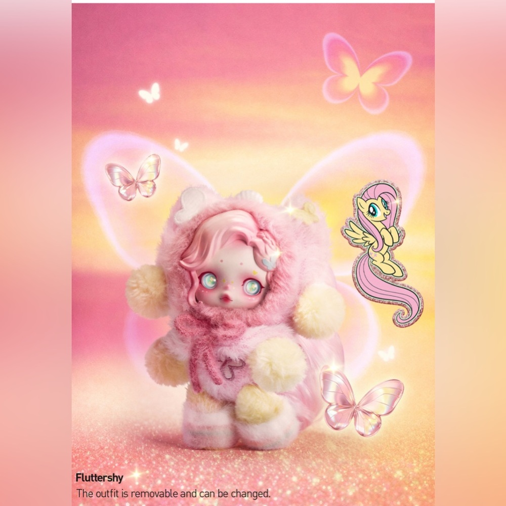 Pop Mart SKULLPANDA * My Little Pony Series Plush Doll Pendant -Fluttershy